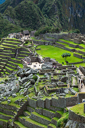 Stepped farming in the ruins of an ancient city.