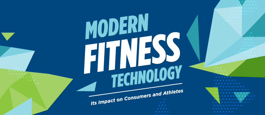Title card for guide "Modern Fitness Technology: Its Impact on Consumers and Athletes" with geometrical shapes in blues and greens.